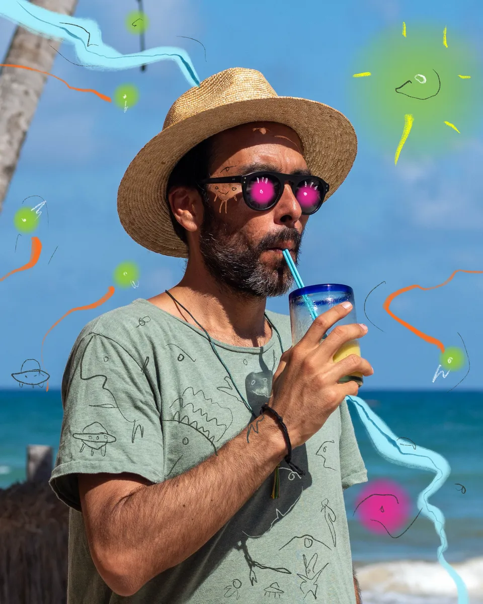 Robbie Akbal — Portrait A · Beach, with drawings by Ole Ukena.