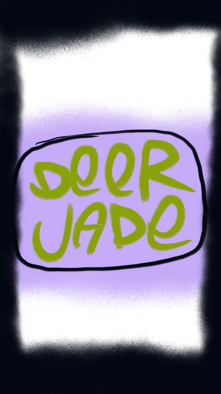 The words Door Jade sit inside a hand-drawn black doorway with a pale violet glow.