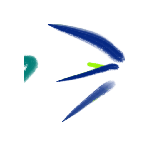 Two deep-blue hand-painted directional strokes.